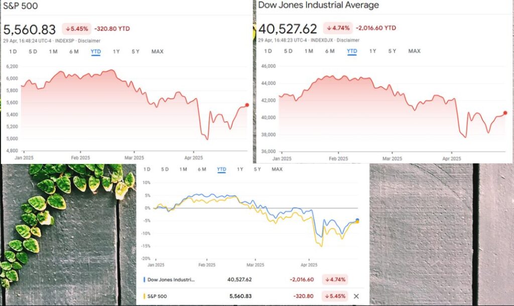 S&P 500 and DJIA YTD performance chart