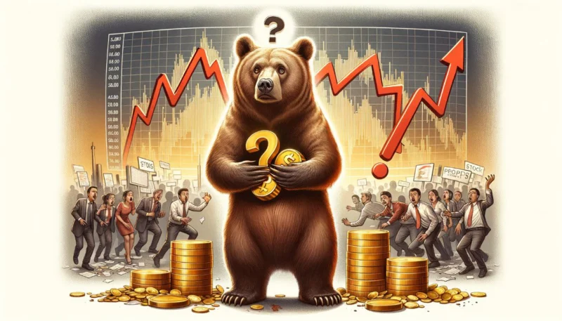 Bear holding coins