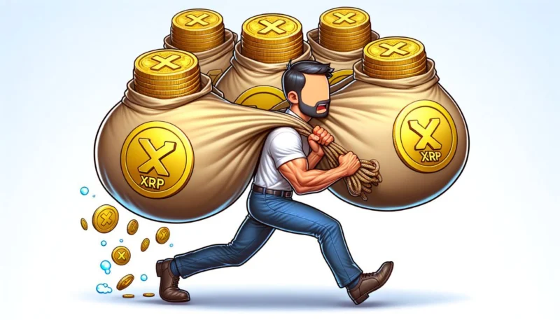 Man carrying XRP coins
