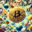 bitcoin coins floating