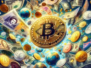 bitcoin coins floating