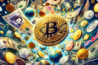 bitcoin coins floating