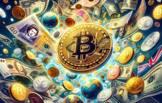 bitcoin coins floating
