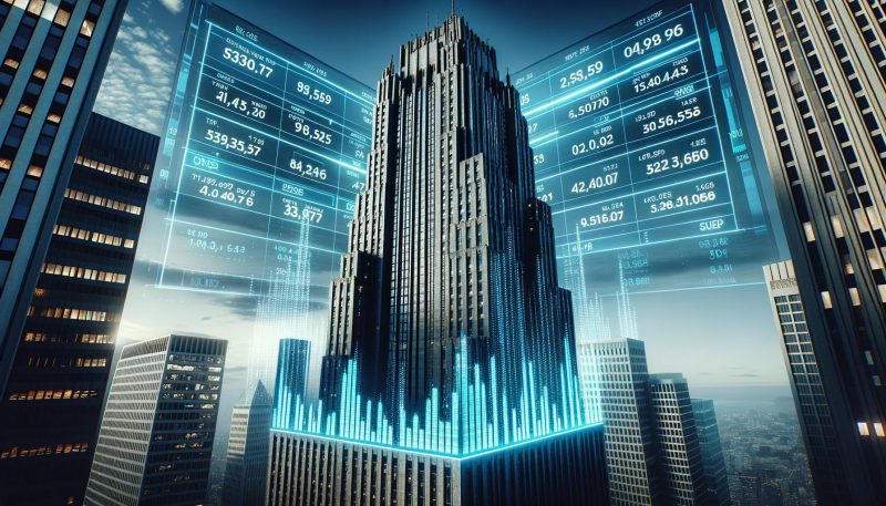 JPMorgan headquarters with stock ticker
