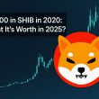 Shiba Inu logo with price chart showing growth from 2020 to 2025