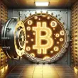 bank vault with Bitcoin symbols inside