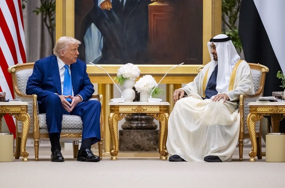 President Trump meeting with UAE President Sheikh Mohamed at Qasr Al Watan