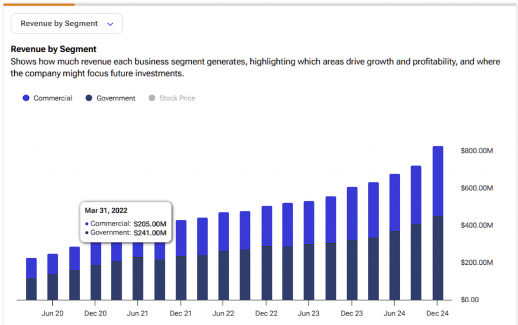 revenue by segment chart Palantir stock