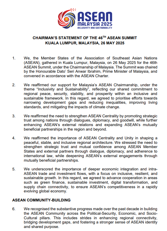 ASEAN Malaysia 2025 summit official logo and document header