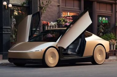 Tesla robotaxi on the street
