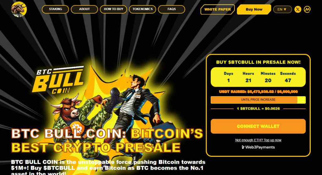 BTC Bull Token presale page showing current fundraising progress