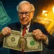 Warren Buffett tearing US dollar bill in half