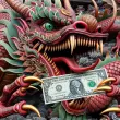 US dollar clutched by a Chinese Dragon
