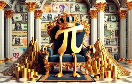 PI COIN WEARING A CROWN