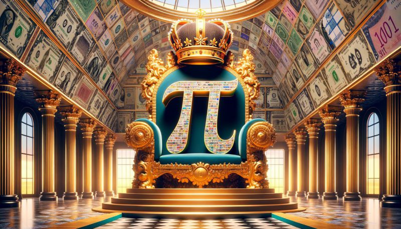 PI COIN WEARING A CROWN