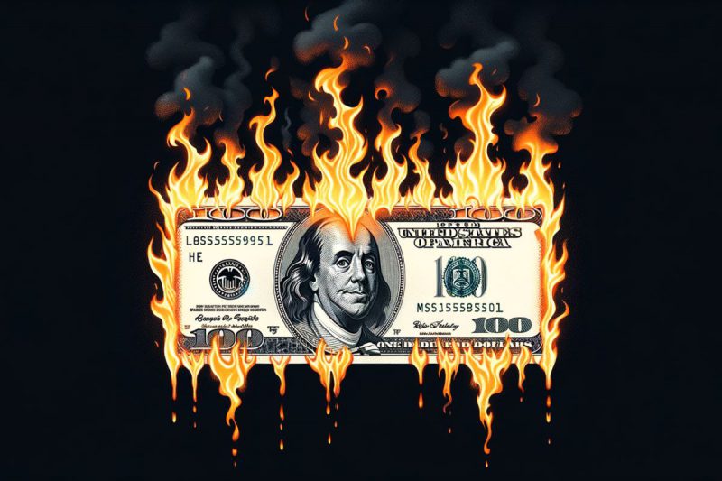A BURNING USD BILL