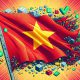 Vietnam crypto legalized flag in the wind