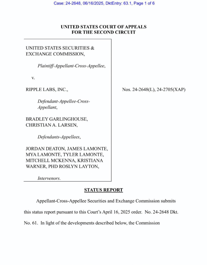 SEC Legal Filing Document XRP