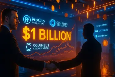Anthony Pompliano and ProCap Financial logo merging with Columbus Circle Capital