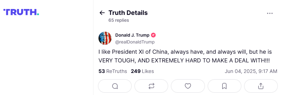 Trump Truth Social post screenshot