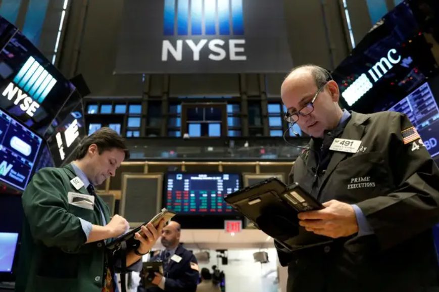 NYSE Arca trading floor with Bitcoin price displays