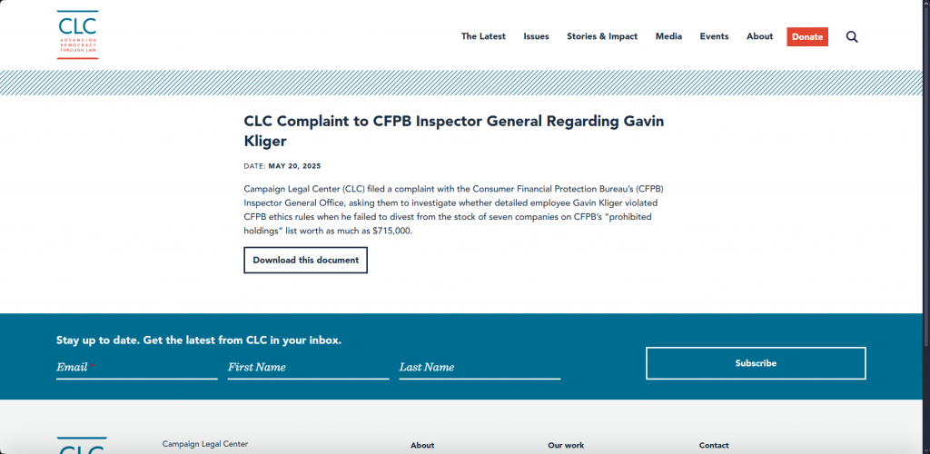 Campaign Legal Center complaint documentation