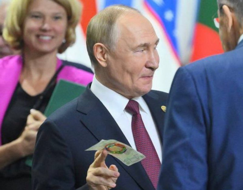 vladimir putin russia president brics currency bill mockup
