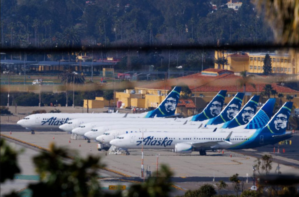 Alaska Airlines planes grounded at airport