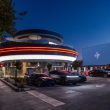 Tesla diner with Tesla cars