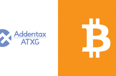 Addentax Group logo and Bitcoin symbol