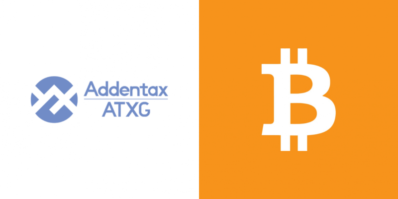 Addentax Group logo and Bitcoin symbol