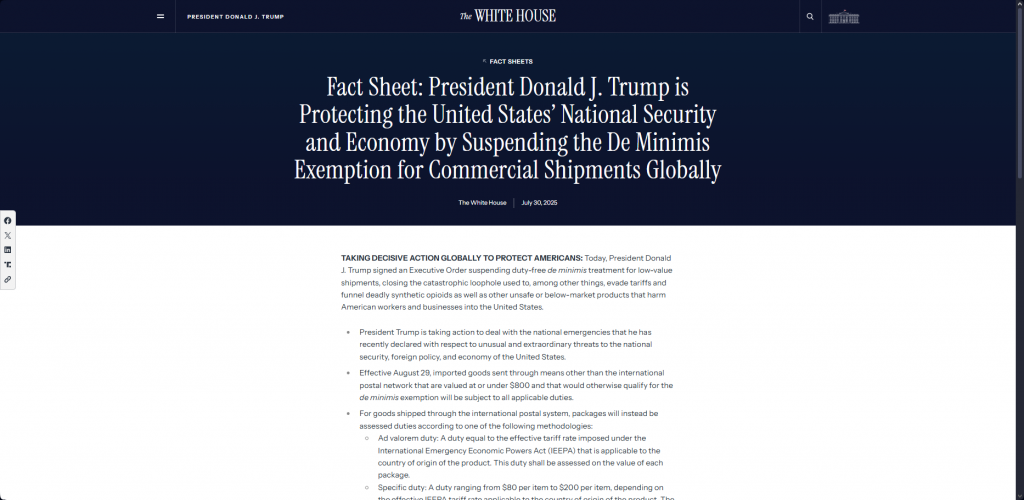 White House fact sheet announcement document