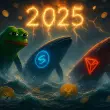 crypto whales emerging from turbulent ocean waves