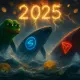 crypto whales emerging from turbulent ocean waves
