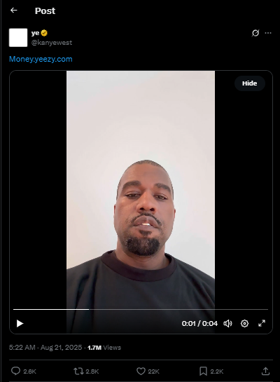 Kanye West social media announcement