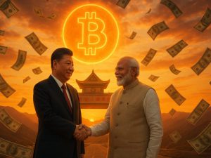 Xi Jinping and Narendra Modi shaking hands