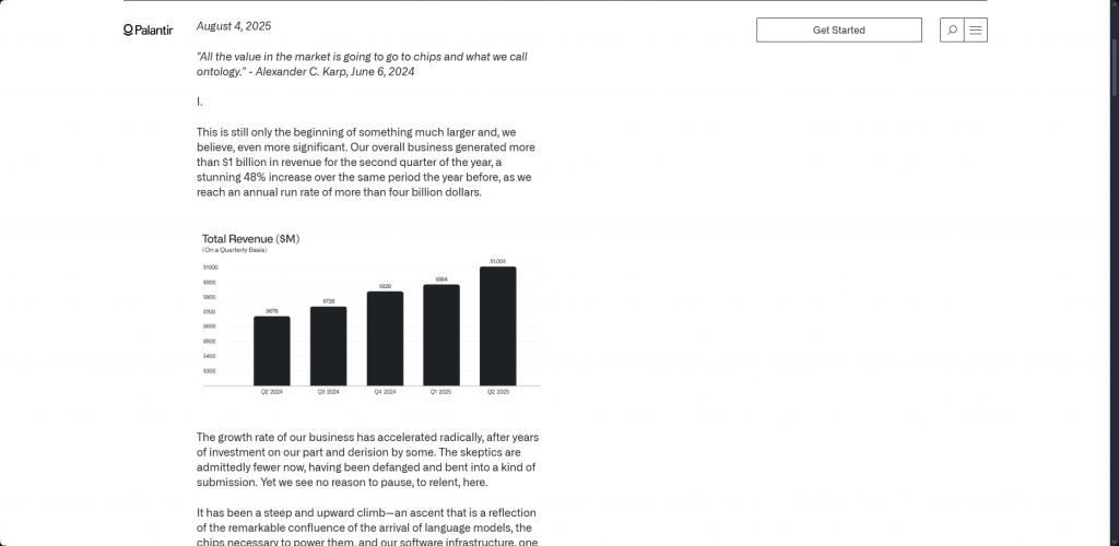 Palantir Q2 2025 revenue growth and CEO quote