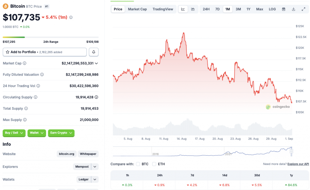 Bitcoin price fall