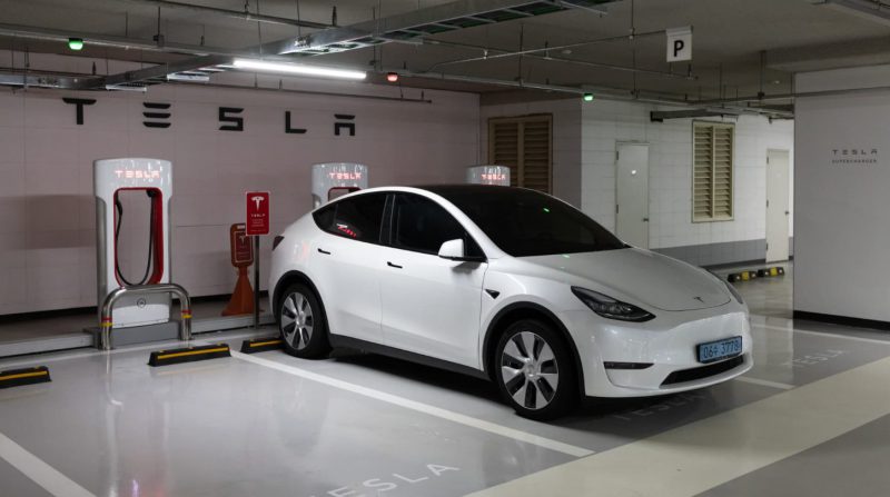 Tesla car parked