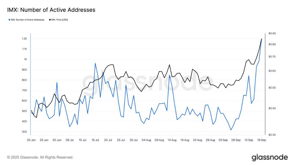 IMX active addresses correlation chart