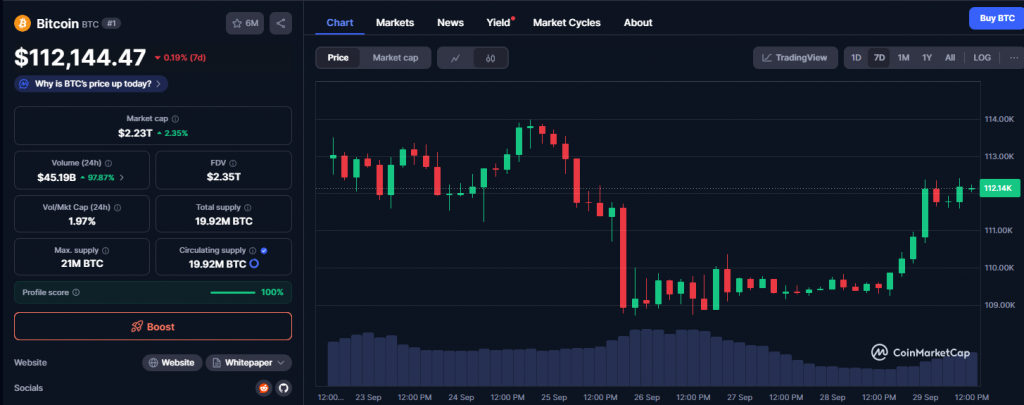 Bitcoin price chart