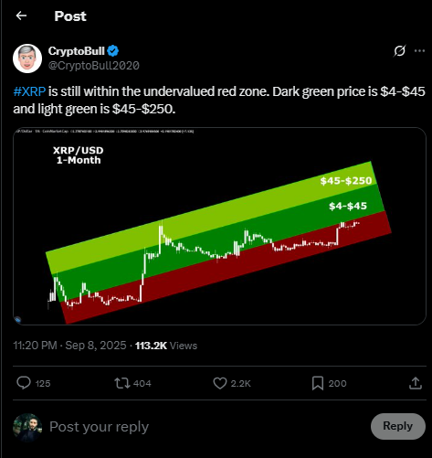 Crypto bull XRP post on X
