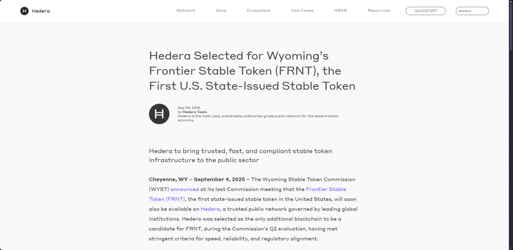 Hedera Official FRNT Announcement