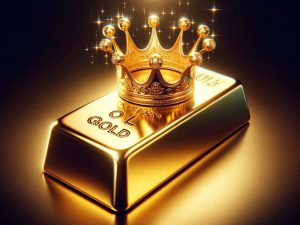 gold bar wearing a crown