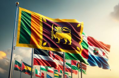Sri Lanks Panama Kenya flags