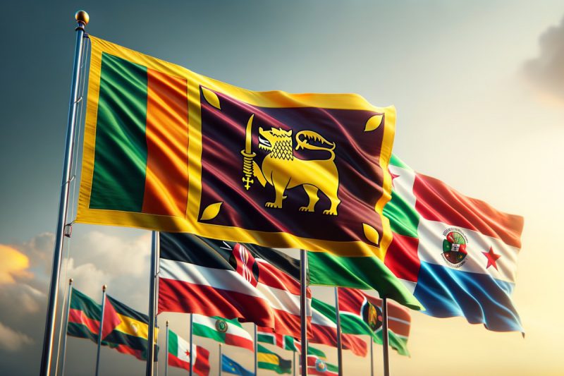 Sri Lanks Panama Kenya flags