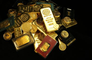 Gold coins and bars