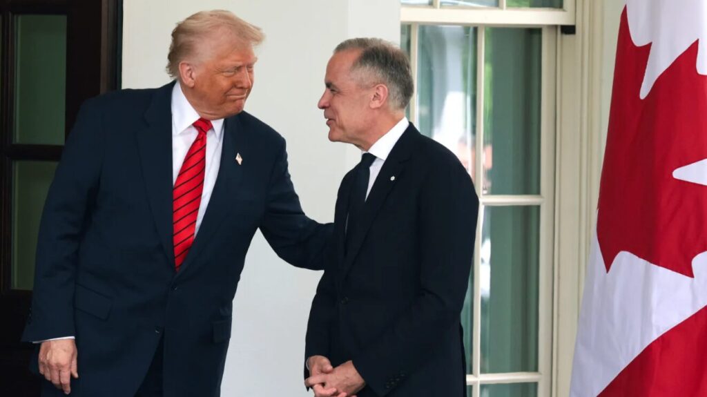 Trump and Canadian official during previous diplomatic meetings