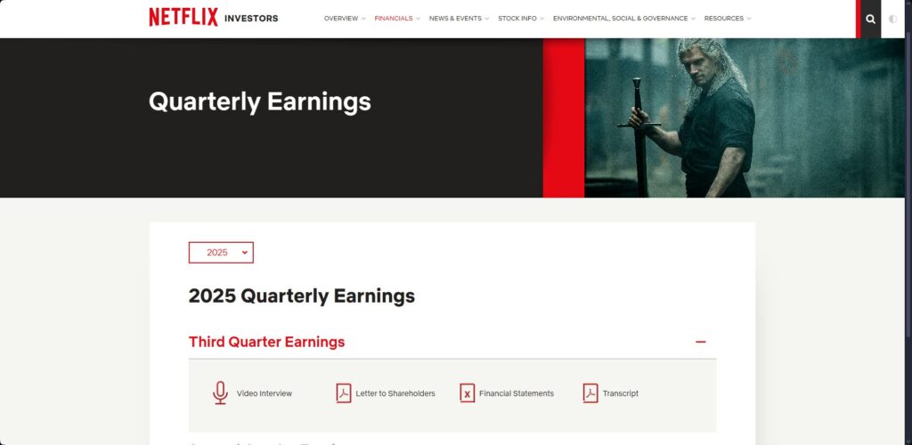 Netflix quarterly earnings 