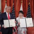 Trump and Takaichi at signing ceremony